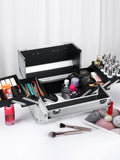 Axyaa Extra Large 6-Tray Makeup Organizer Case, 12-Inch Portable Carrying Box
