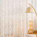 Axyaa Leaf Designer Jacquard Curtain for Living Room White Polyester Fiber