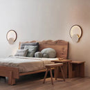Axyaa Natural Stone LED Wall Light Round Dark Wood Dimmable Indoor Sconce