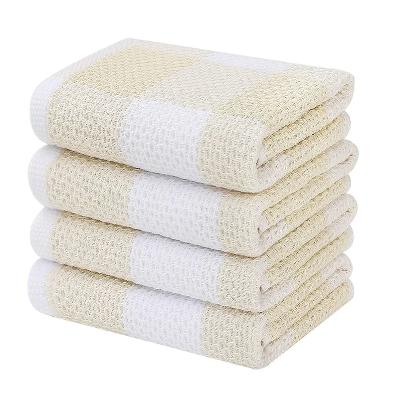 Axyaa Waffle Weave Kitchen Towel Set Absorbent Cleaning Cloth Cotton Dishcloth