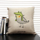 Axyaa Cartoon Animal Print 45x45cm Linen Cushion Cover - Sofa, Car, Chair Pillow Case