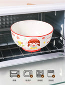 Axyaa Children's Rice Bowl Set: Cartoon Rice Bowl & Ceramic Tableware
