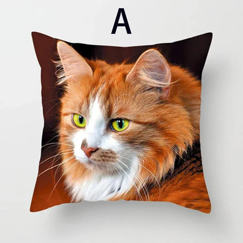 Cat Pattern Cushion Cover 45x45cm - Ideal Sofa & Home Decor Gift by Axyaa