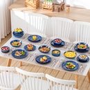 Axyaa 24-Piece Blue Stoneware Dinnerware Set - Change Glaze Finish