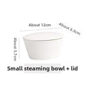 Axyaa Ceramic Stew Pot Steamed Egg Bowl with Cover - Restaurant Tableware