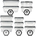 Axyaa Clear Food Storage Containers Set - Tight-Sealing Lids for Kitchen Organization