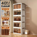 Axyaa 5-Layer Folding Storage Cabinet with Wheels, Large Capacity Organizer