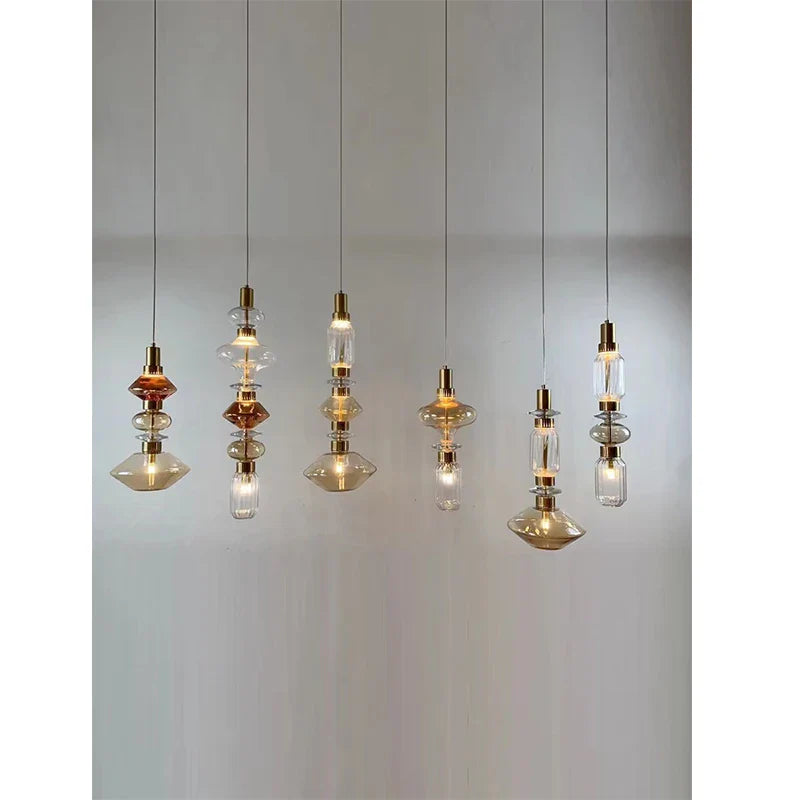 Axyaa Nordic Designer Stained Glass Chandelier for Living Room and Bedroom Decor
