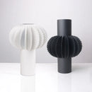 Axyaa Geometric Serrated Metal Flower Vase - Abstract Decorative Cylinder
