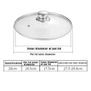Axyaa Tempered Glass Pot Lid with Stainless Steel Rim - Shatter-Proof Round Chef Cover