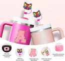 Axyaa 7PCS Tumbler Accessories Set: Initials Silicone Straw Cover Cap Boot Handle Charm Sticker