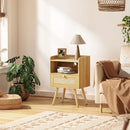 Axyaa Boho Rattan Nightstand - Chic Storage Solution for Modern Bedrooms