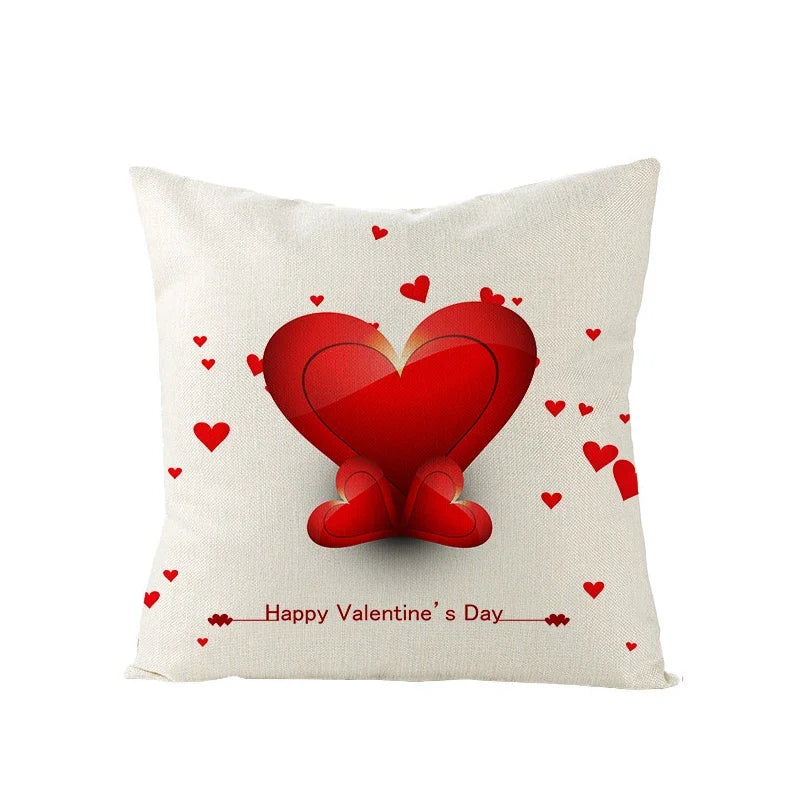 Valentine's Day Love Heart Cushion Cover 45x45cm by Axyaa