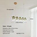 Axyaa Cream Style Chandelier: U-shaped Green LED Pendant Lamp for Living & Dining Areas