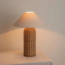 Axyaa Handmade Rattan Weave Table Lamp LED Fabric Shade Bedroom Study Decor