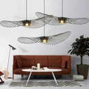 Axyaa Vintage Black Rattan LED Pendant Lamp - Home Ceiling Chandelier