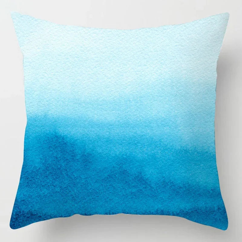 Axyaa Blue Geometric Marble Stripe Line Pillowcases - Set of 2