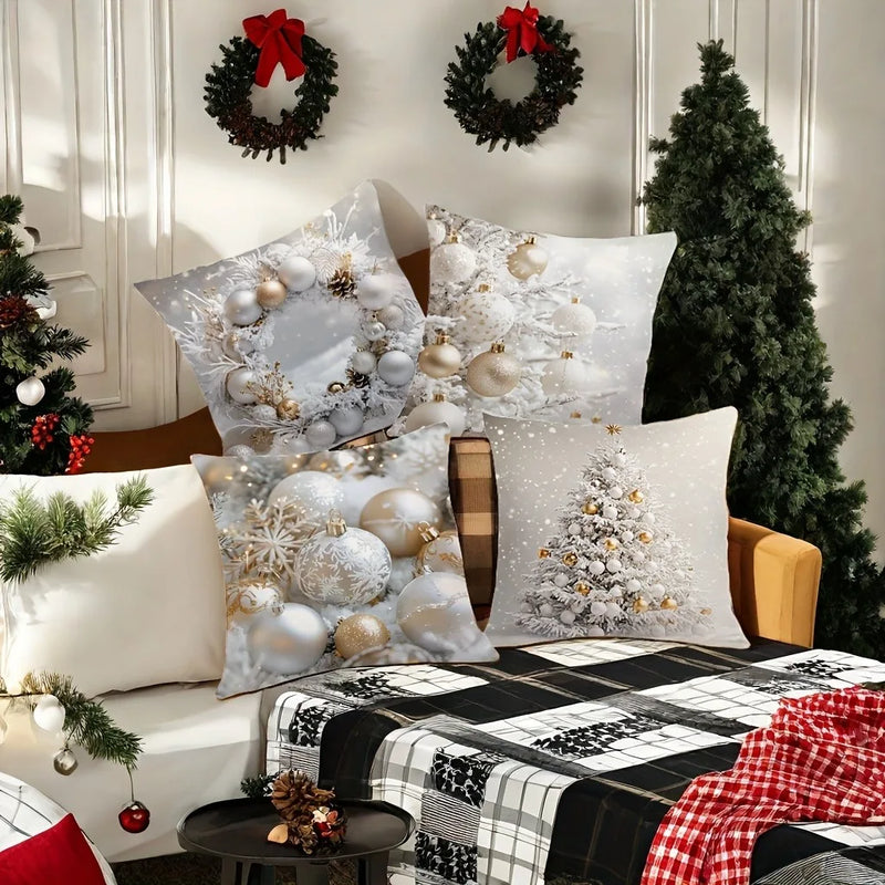 Axyaa Winter Christmas Tree Ball Pillowcase - Home Decor festive accent