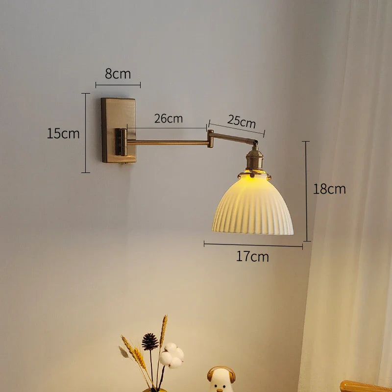 Axyaa Nordic LED Wall Sconce Left Right Rotate Pull Chain Switch Stair Light