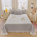 Axyaa Modal Lace Bed Cover with Star Embroidery, Summer Quilted Sheet