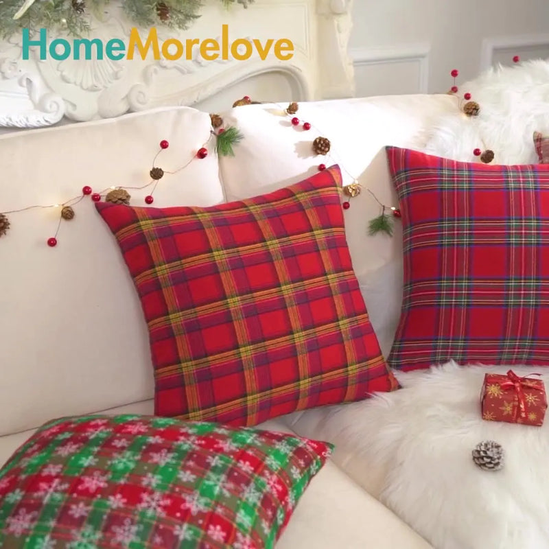 Axyaa Christmas Plush Cushion Cover 45x45 for Home Decor and Gifting