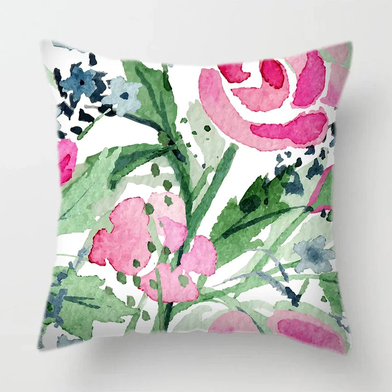 Tropical Plants Parrot Feather Cushion Cover for Sofa by Axyaa