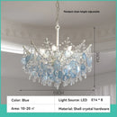 Axyaa Luxury Vintage Shell Crystal Chandelier in Blue/White
