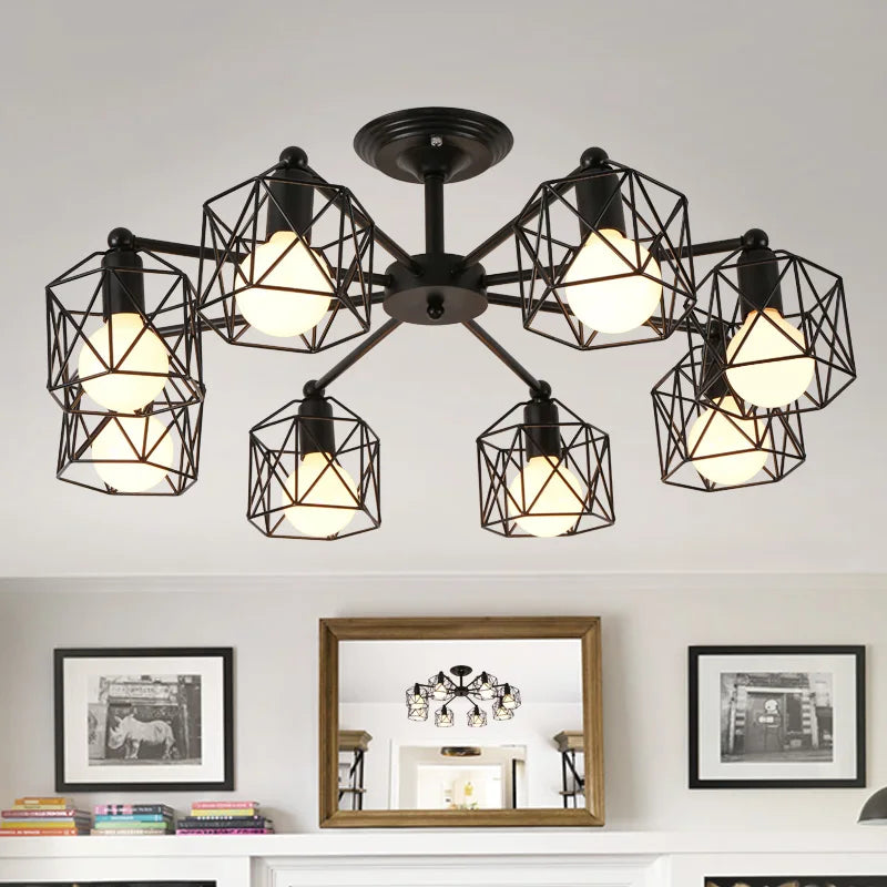 Axya Vintage Cage Ceiling Light Chandelier for Kitchen Bedroom Living Room