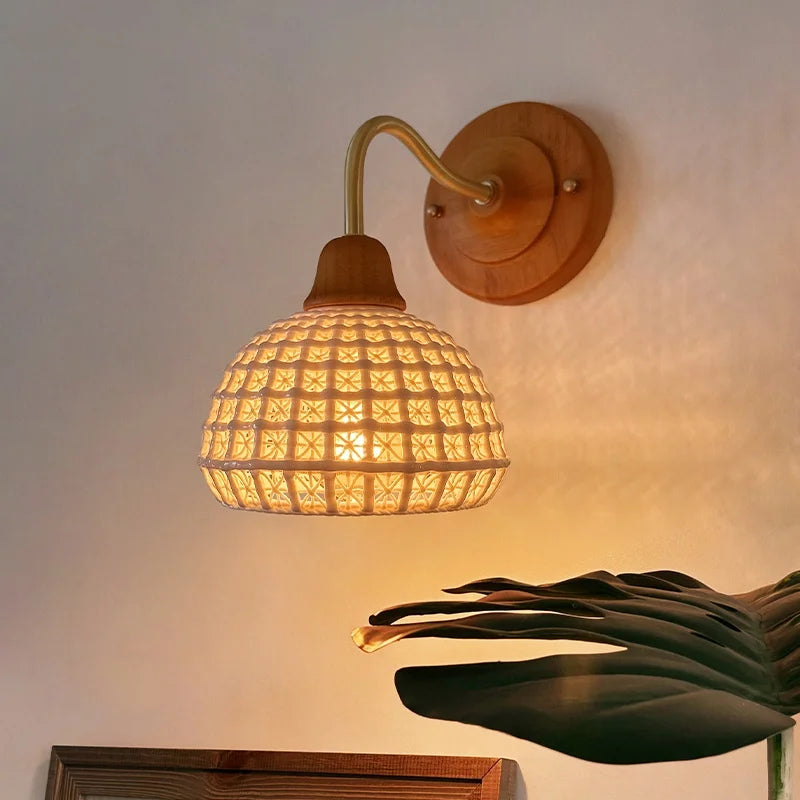 Axyaa Flower Ceramic LED Wall Light for Bedroom Living Room Bathroom Mirror.