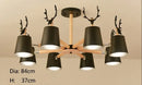 Axyaa Iron Antler Chandelier Kitchen Restaurant Bar Lighting E27, Nordic Minimalist Modern, Black White Wood