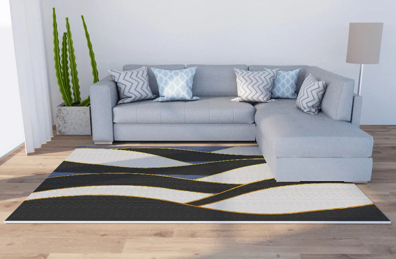 Axyaa Geometric Plaid Striped Print Carpet for Home Living Room and Bedroom Decor