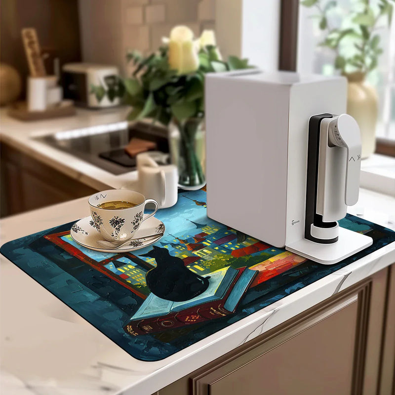 Absorbent Draining Mat for Kitchen & Bathroom by Axyaa - Quick Dry & Antiskid
