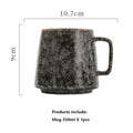 Axyaa Vintage Ceramic Mug, 350ml, Couple Handle Cup, Coffee Tea Cups