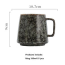 Axyaa Vintage Ceramic Mug, 350ml, Couple Handle Cup, Coffee Tea Cups