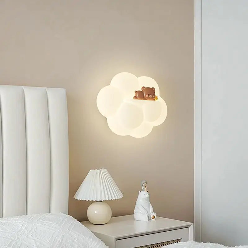 Axyaa Cloud Light Wall Lamps for Kids' Room - Bear Cat Monkey Design