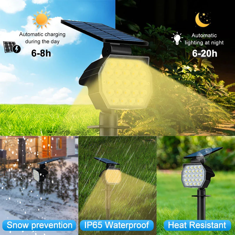 Axyaa Solar Spotlights: Adjustable 23LEDs Outdoor Landscape Lights