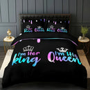 Axyaa Crown Letter Duvet Cover Set 3-Piece with Soft Breathable HD Printing Bedding