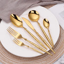 Axyaa Stainless Steel Cutlery Set - Hammer Handle Fork Spoon Mirror Dinner Kitchen Utensils