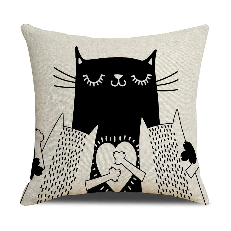Axyaa Cat Print Cushion Cover for Stylish Home Decor and Comfort