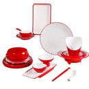 Axyaa Double Color Red/White Banquet Tableware: Hot Pot Round Dish