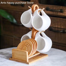 Axya Bamboo Coffee Cup Set: 4-Piece Creative Mug and Saucer with Stand