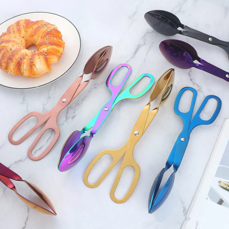 Axyaa Stainless Steel Scissors Food Tongs for Home Cooking
