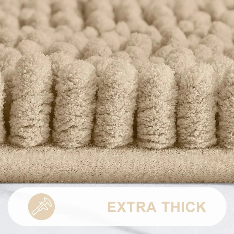 Axyaa Chenille Bath Mat - Absorbent & Non-Slip Plush Shaggy Bathroom Rug
