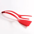 Axyaa Nylon Grip Flip Tongs - 2 in 1 Steak & Egg Spatula Clamp