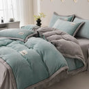Axyaa 2024 Solid Color Milk Fleece 4-Piece Set with Wide Edge Craft & Flannel Quilt Cover