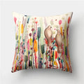 Axyaa Multicolor Bird Floral Landscape Polyester Throw Pillow Cover 45X45CM