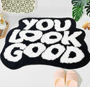 Axyaa Cute Tufted Bath Mats, Black & White Fun Carpet Rug, Bedroom & Living Room Gift Mats