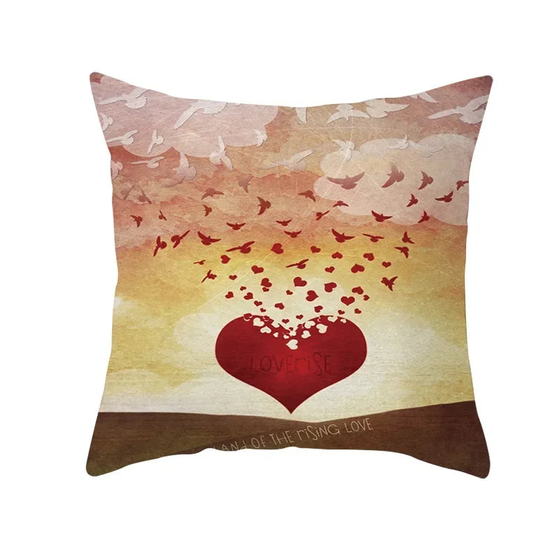 Axyaa Romantic Couple Pillowcases | Soft Cartoon Pattern Sofa Pillow Covers