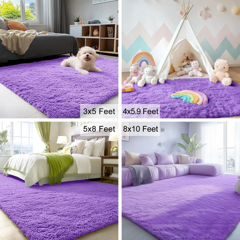 Axyaa Kids Bedroom Shaggy Carpet: Soft, Fluffy, Cozy Rugs for Boys and Girls