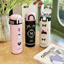 Axyaa Kawaii Stainless Steel Coffee Thermos Cup Insulated Tumbler with Straw & Handle